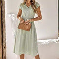 Midi Jurk met Korte Mouwen en Knoopsluiting voor Dames - View 3
