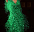 Mouwloze Cocktailjurk met Franjes voor Dames - Groen