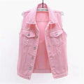 Mouwloze Denim Gilet voor Dames - Roze