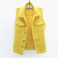 Mouwloze Denim Gilet voor Dames - Geel