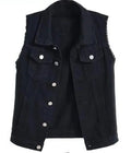 Mouwloze Denim Gilet voor Dames - Zwart