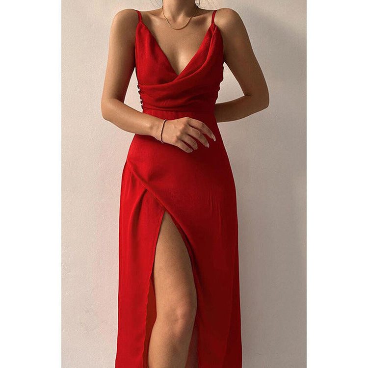 Mouwloze Maxi Jurk met Overslag en Split voor Dames