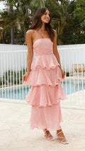 Mouwloze Ruches Maxi Jurk voor Dames - Roze