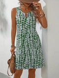 Mouwloze Zomerjurk met Abstracte Print voor Dames - Groen