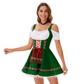 Off-Shoulder Jurk met Korte Mouwen en Strikdetail voor Dames - Groen