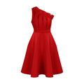 One-Shoulder Midi Jurk met A-Lijn voor Dames - Rood
