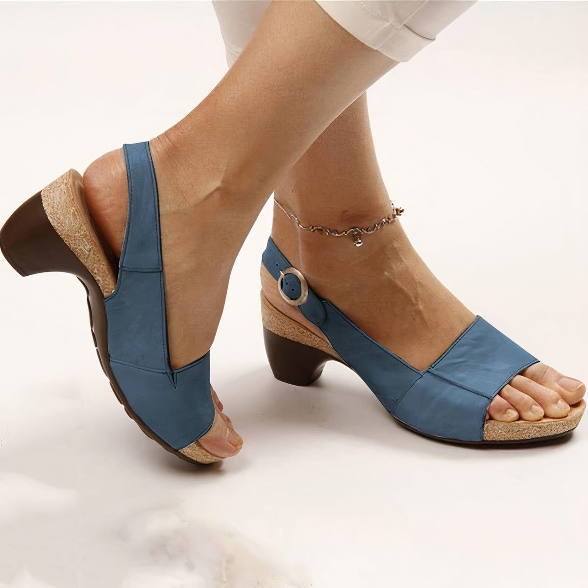Open Teen Sandalen met Blokhak voor Dames - Blauw