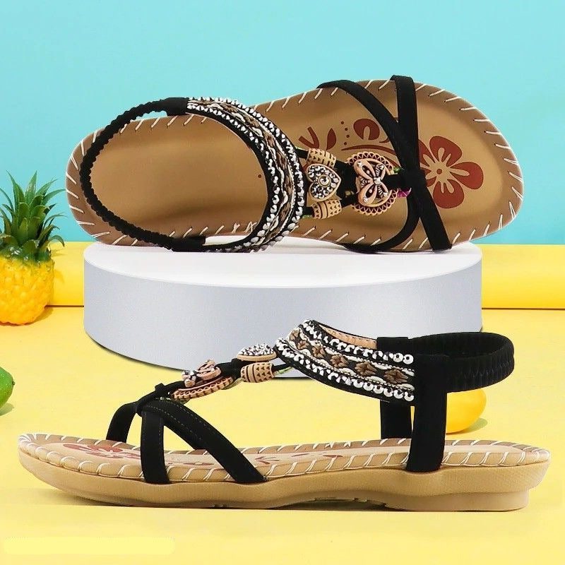 Open Teen Sandalen met Verstelbare Riemen voor Dames - Zwart