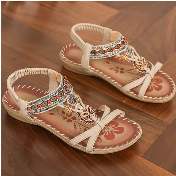 Open Teen Sandalen met Verstelbare Riemen voor Dames - Beige-Oranje