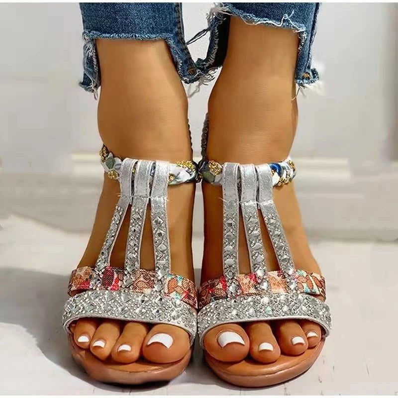 Openteen Sandalen met Verstelbare Gespen voor Dames - Zilver
