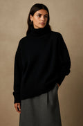 Oversized Cashmere Trui met Opstaande Kraag voor Dames