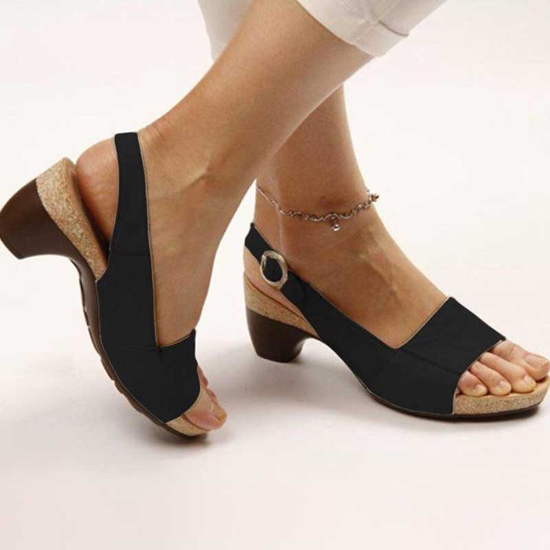 Orthopedische Open Teen Sandalen met Blokhak voor Dames