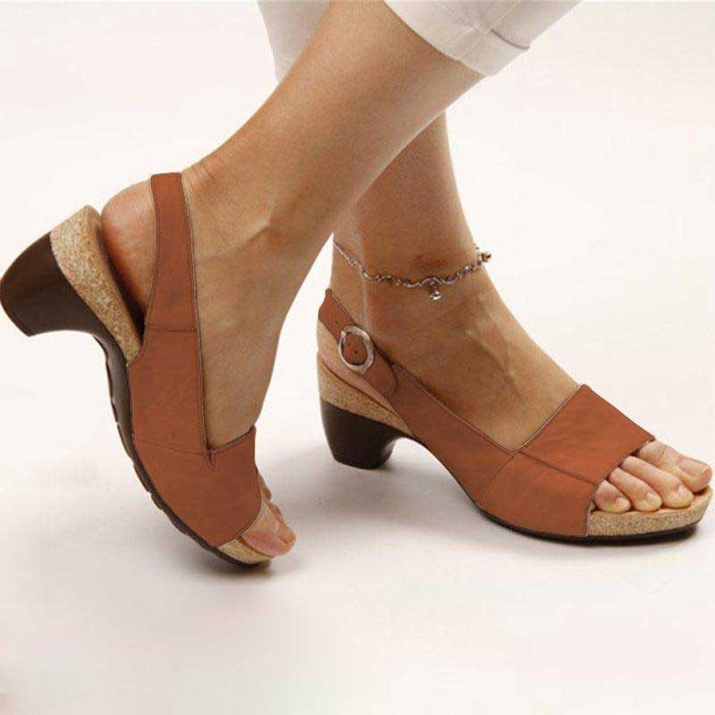 Orthopedische Open Teen Sandalen met Blokhak voor Dames