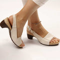 Orthopedische Open Teen Sandalen met Blokhak voor Dames - Beige