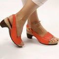 Orthopedische Open Teen Sandalen met Blokhak voor Dames - Rood