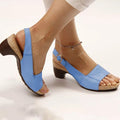 Orthopedische Open Teen Sandalen met Blokhak voor Dames - Lichtblauw