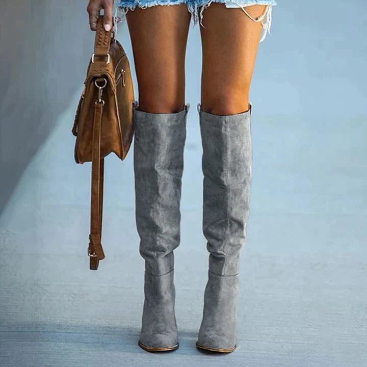 Over-de-Knie Laarzen met Blokhak voor Dames - View 4