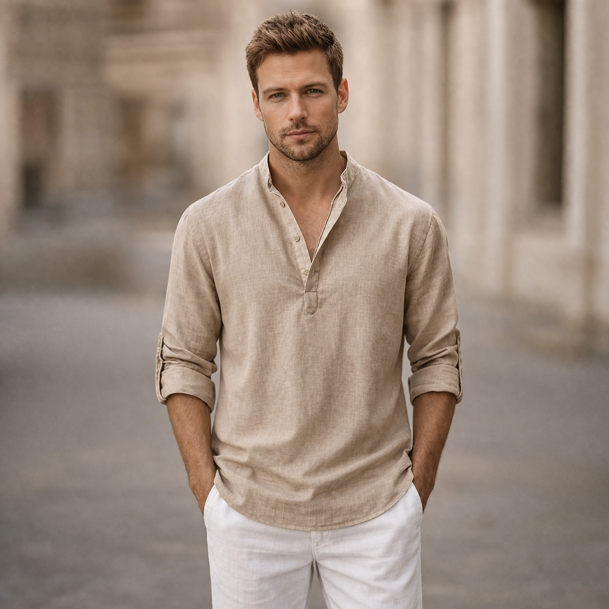 Relaxed Fit Overhemd met Lange Mouwen voor Heren