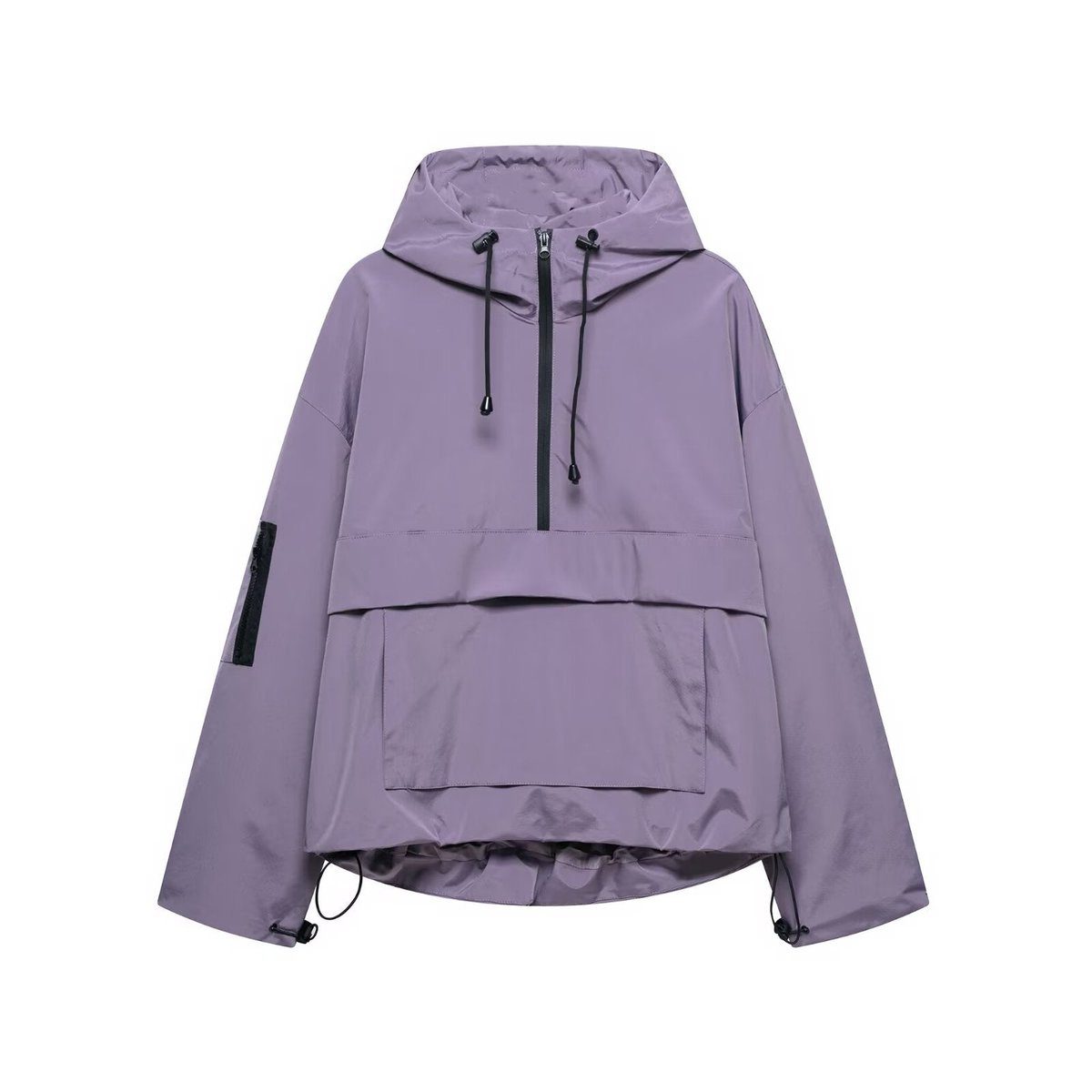 Oversized Anorak met Halfrits voor Dames - Paars