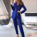 Oversized Blazer Outfit met Pantalon en Crop Top voor Dames - Blauw