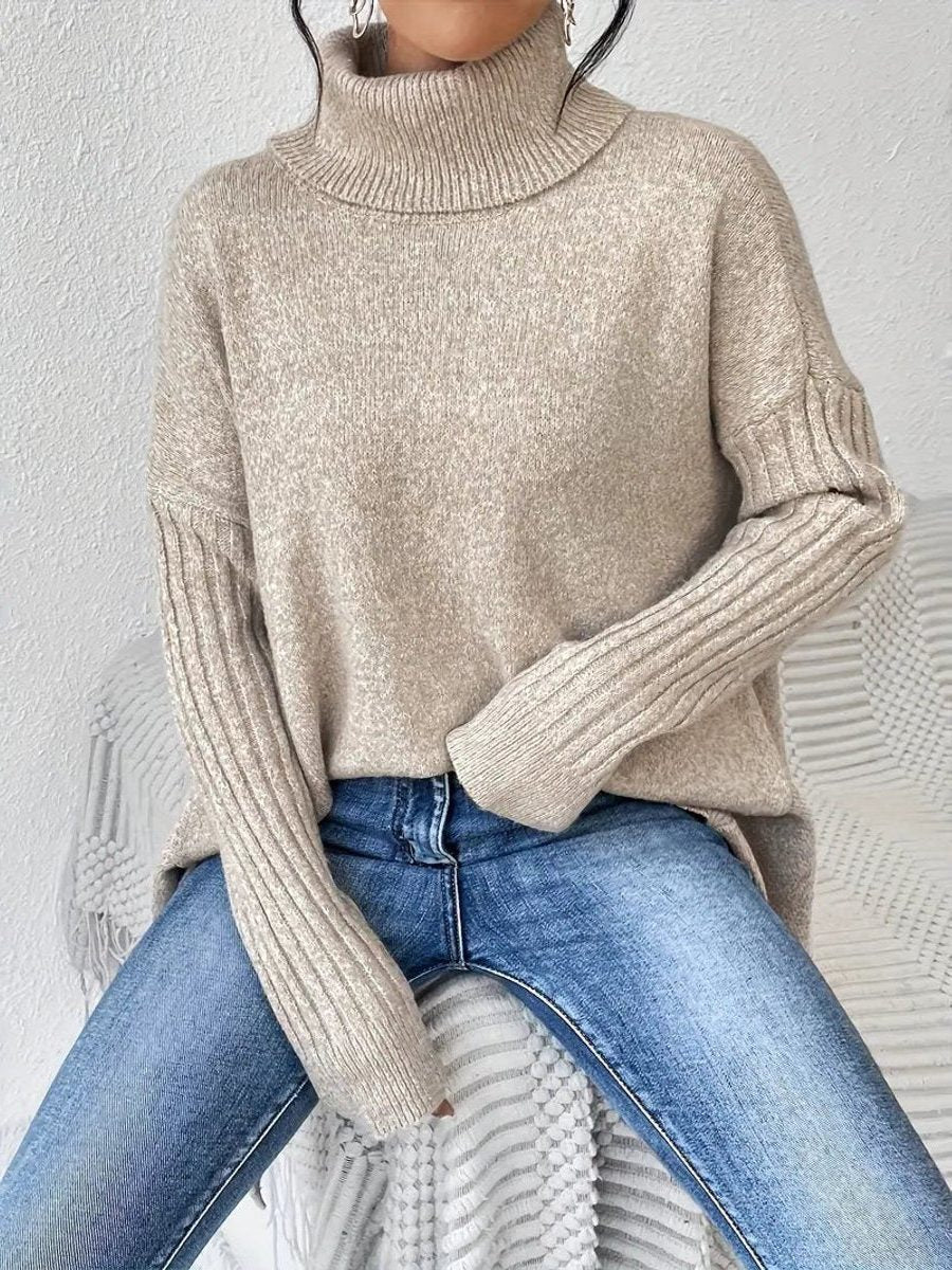 Oversized Coltrui met Geribde Kraag voor Dames - View 8