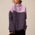 Oversized Coltrui met Visgraatpatroon voor Dames - Lila