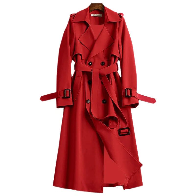 Oversized Trenchcoat met Dubbele Knopenrij voor Dames - Rot