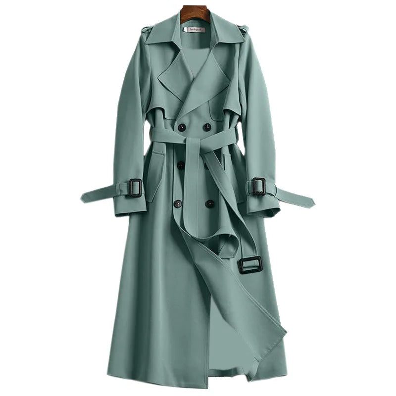 Oversized Trenchcoat met Dubbele Knopenrij voor Dames - Grün