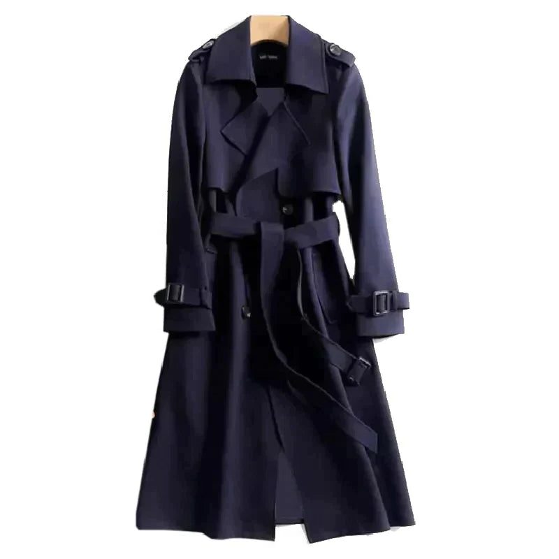Oversized Trenchcoat met Dubbele Knopenrij voor Dames - Dunkelblau