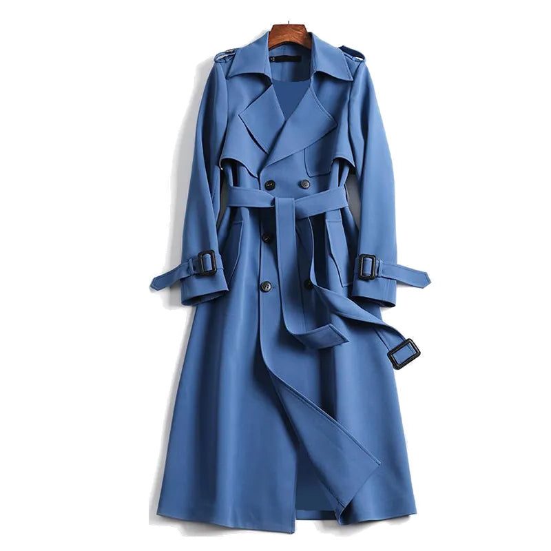 Oversized Trenchcoat met Dubbele Knopenrij voor Dames - Blau