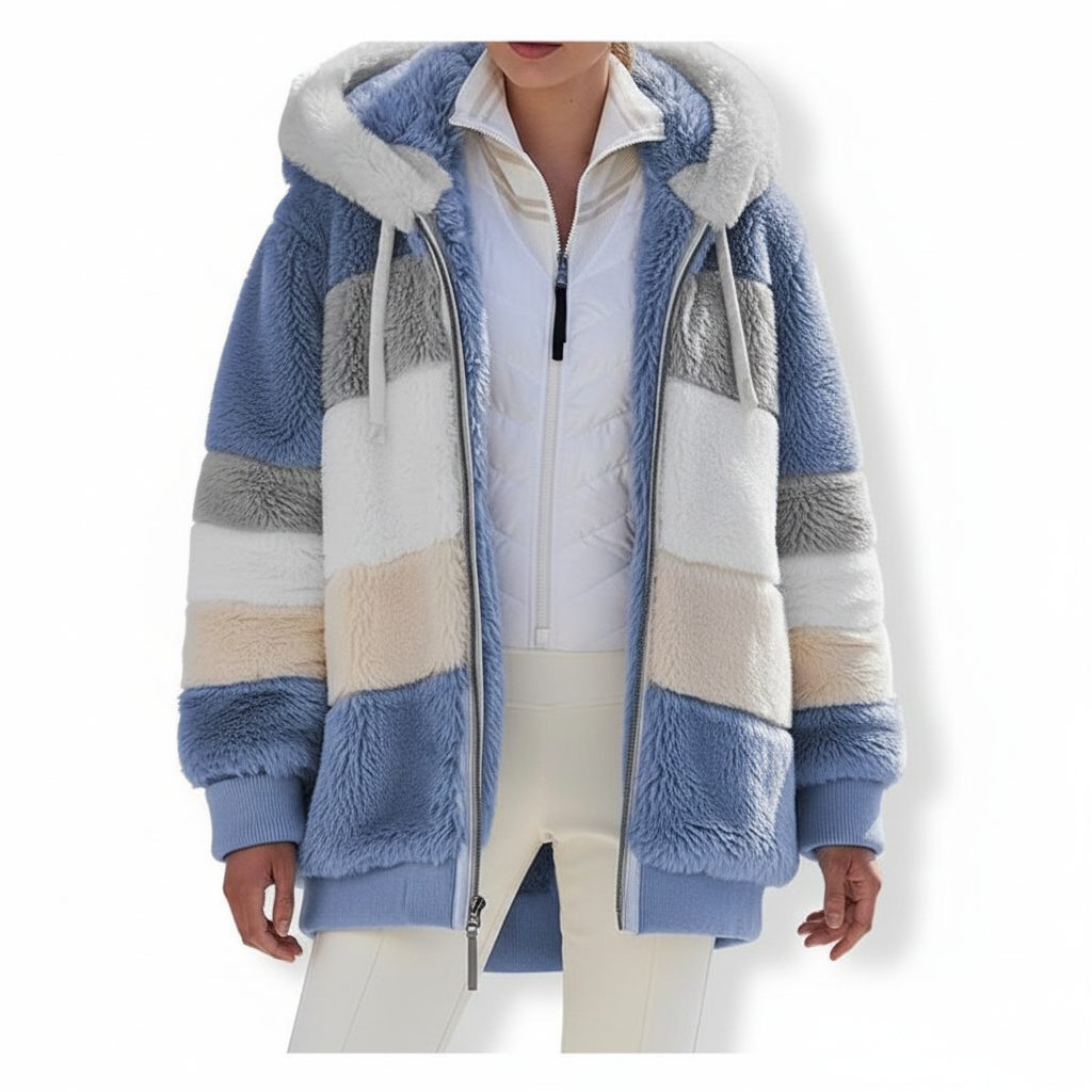 Oversized Fleece Vest met Capuchon voor Dames - Blauw