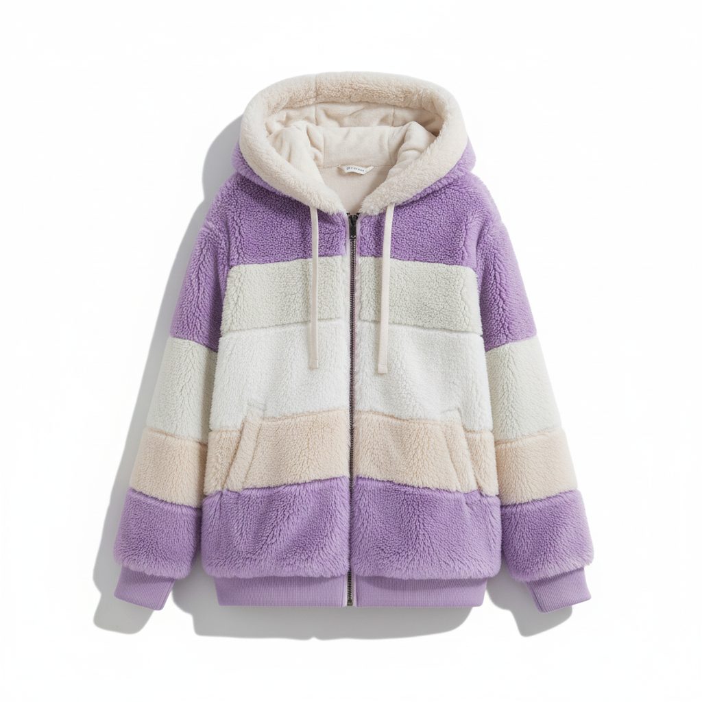 Oversized Fleece Vest met Capuchon voor Dames - Lila