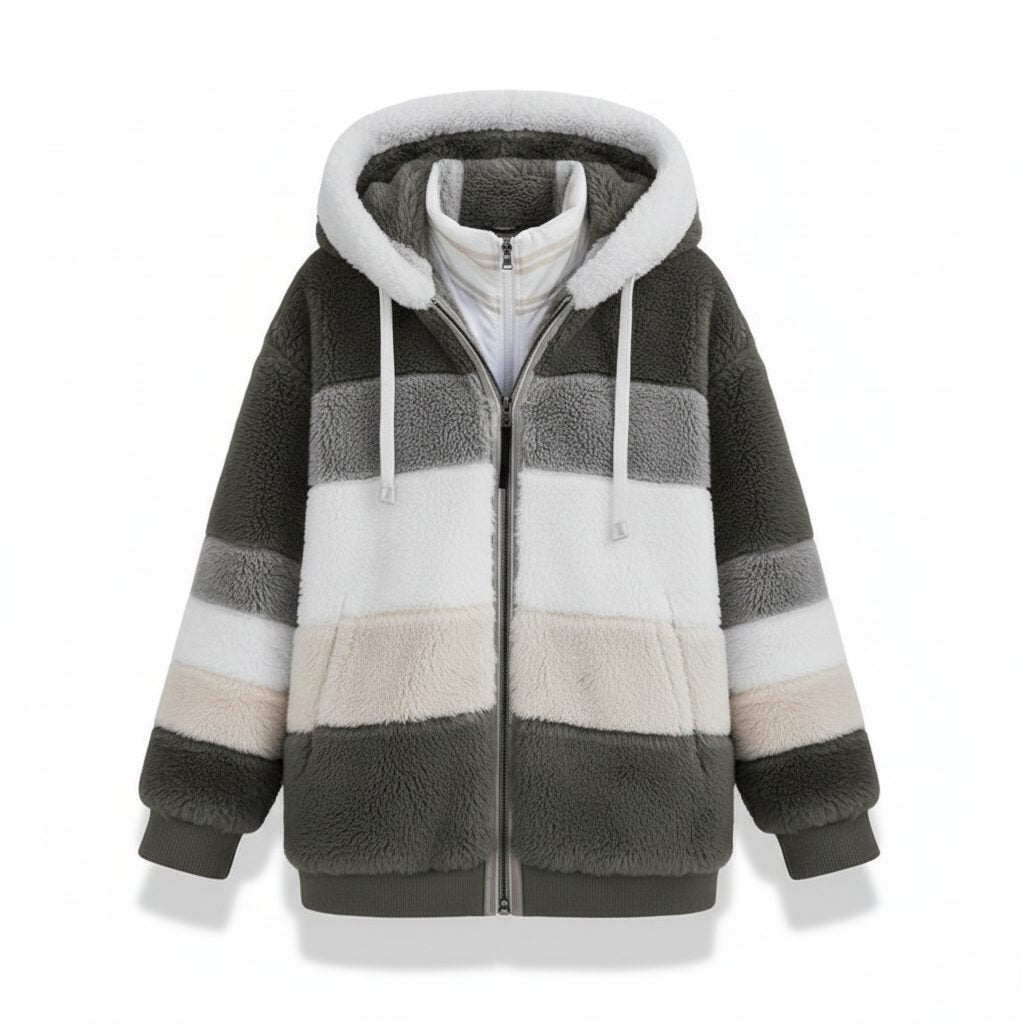 Oversized Fleece Vest met Capuchon voor Dames - Donkergroen