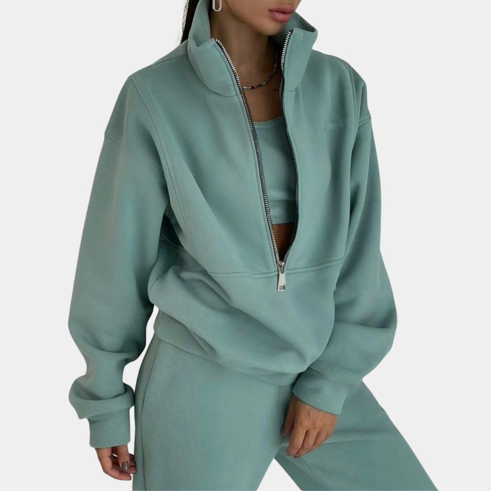 Oversized Joggingpak met Ritssluiting voor Dames - Groen