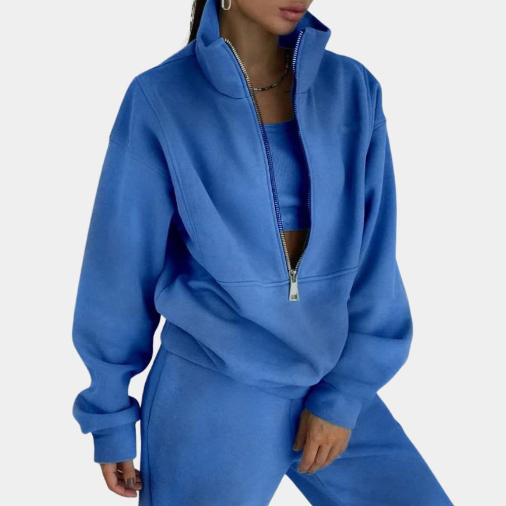Oversized Joggingpak met Ritssluiting voor Dames - Blauw