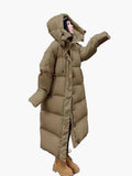 Oversized Lange Winterjas met Capuchon voor Dames - Grün