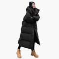 Oversized Lange Winterjas met Capuchon voor Dames - Schwarz