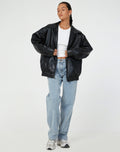 Oversized PU-Leren Jas voor Dames - Zwart