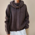 Oversized Rolkraag Hoodie Trui voor Dames - Bruin