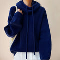 Oversized Rolkraag Hoodie Trui voor Dames - Blauw
