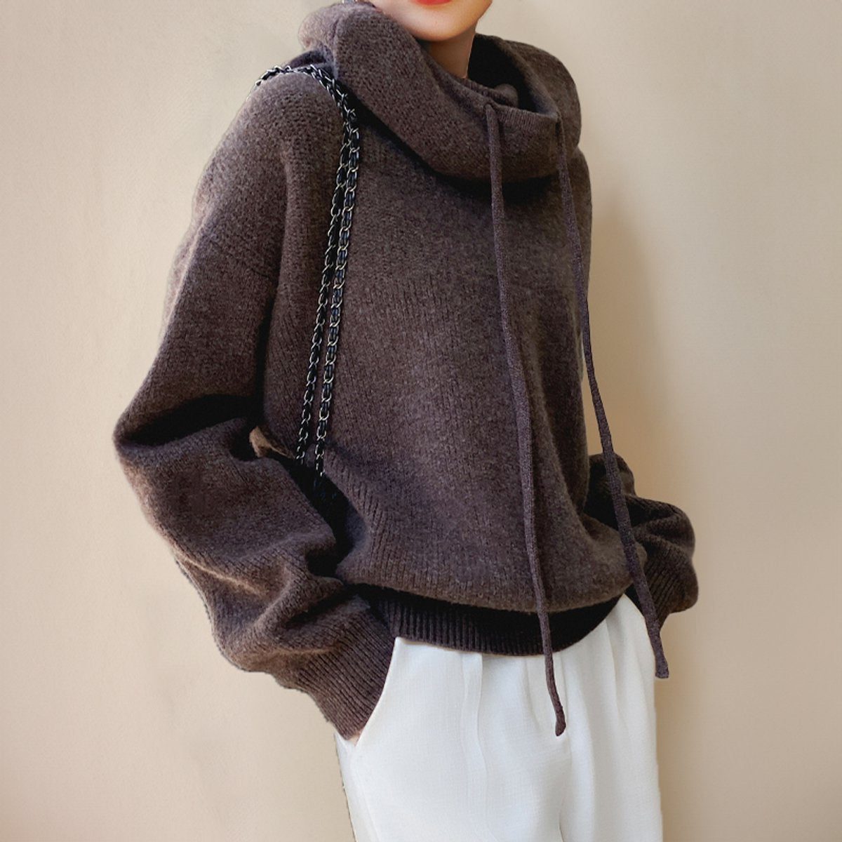 Oversized Rolkraag Hoodie Trui voor Dames - View 6