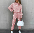 Oversized Trainingspak met Sterrenpatroon voor Dames - Roze met letters