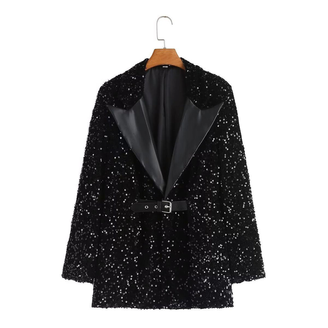 Pailletten Blazer met Reverskraag en Riem voor Dames