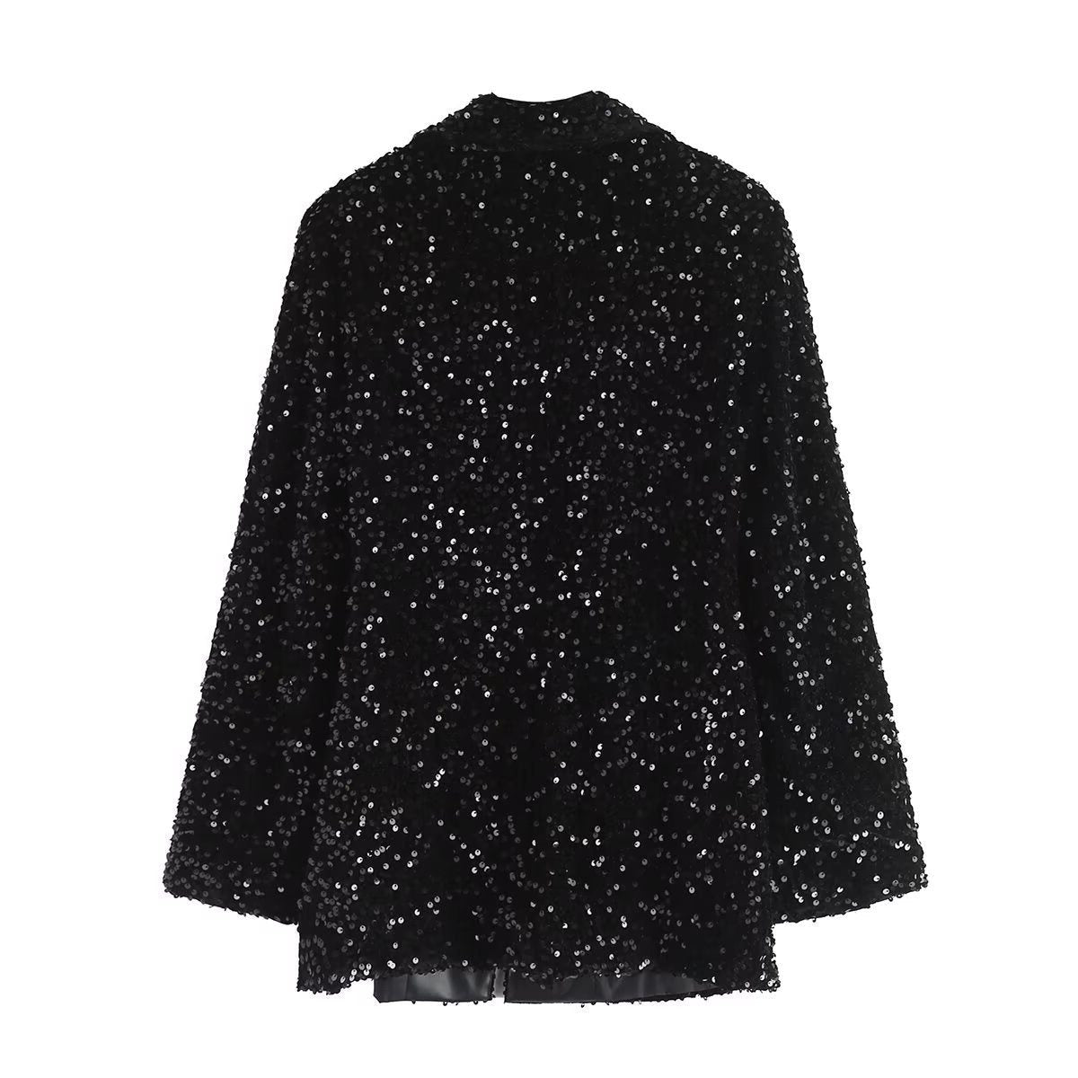 Pailletten Blazer met Reverskraag en Riem voor Dames - View 4