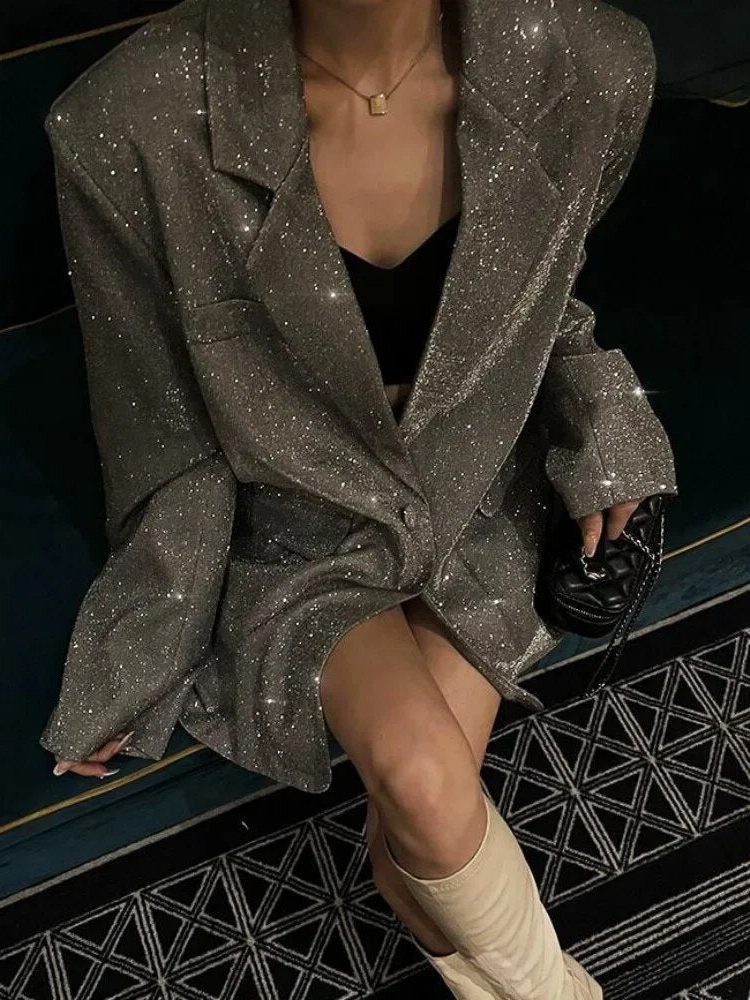 Pailletten Blazer met Reverskraag voor Dames