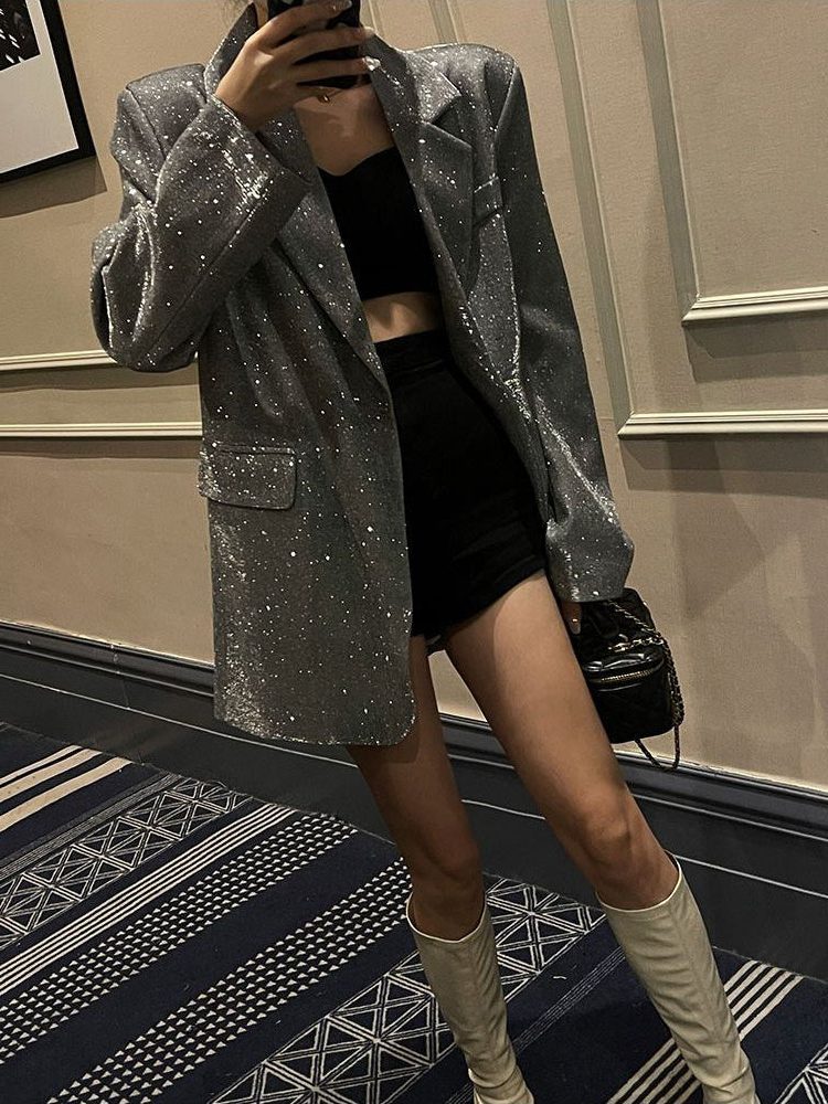 Pailletten Blazer met Reverskraag voor Dames