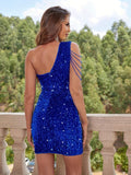 Pailletten Cocktail Mini Jurk met One Shoulder voor Dames - View 9