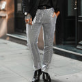 Pailletten Straight Leg Pantalon voor Heren - Zilver