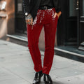Pailletten Straight Leg Pantalon voor Heren - Rood