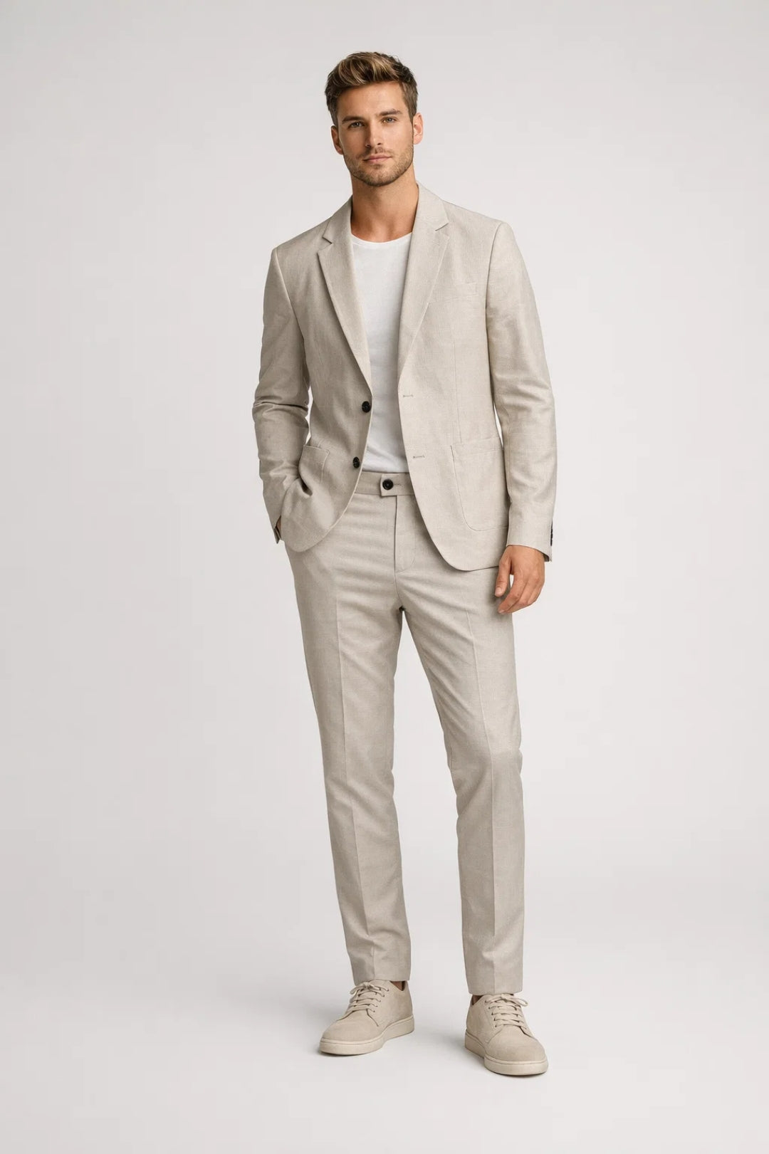 Slim Fit Tweedelig Pak voor Heren